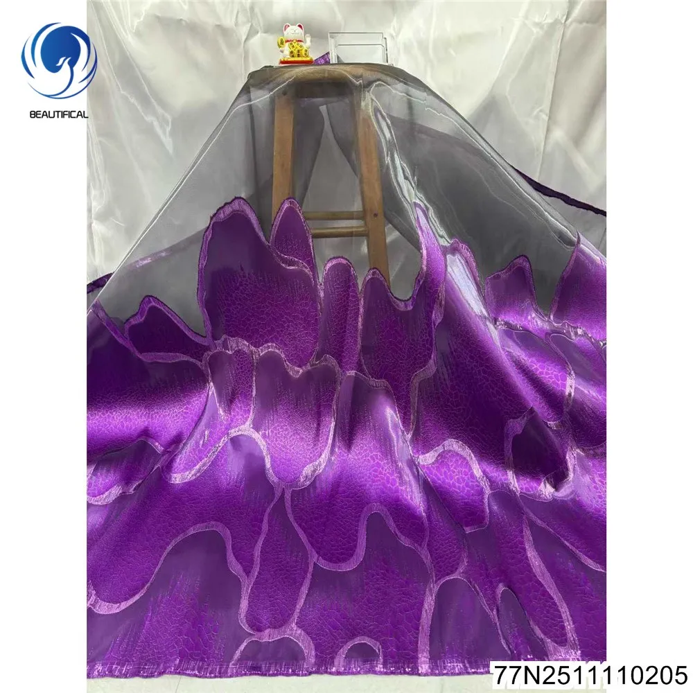 

2025 New Retro African Jacquard Lace Embroidered Design Purple Luxury Party and Banquet Dress 77N25111102