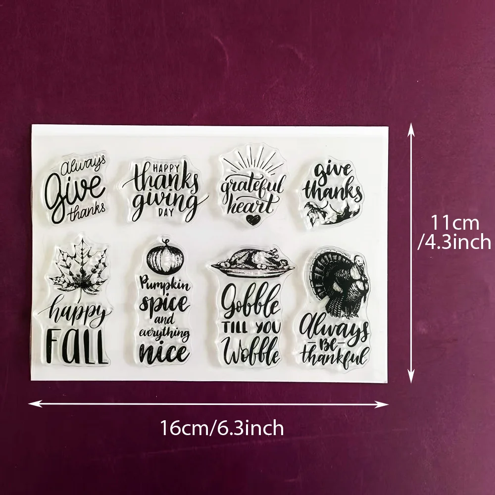 Autumn Thanksgiving Pumpkin Turkey Pattern Clear Stamps for Card Making, Scrapbooking, DIY Craft, Journaling