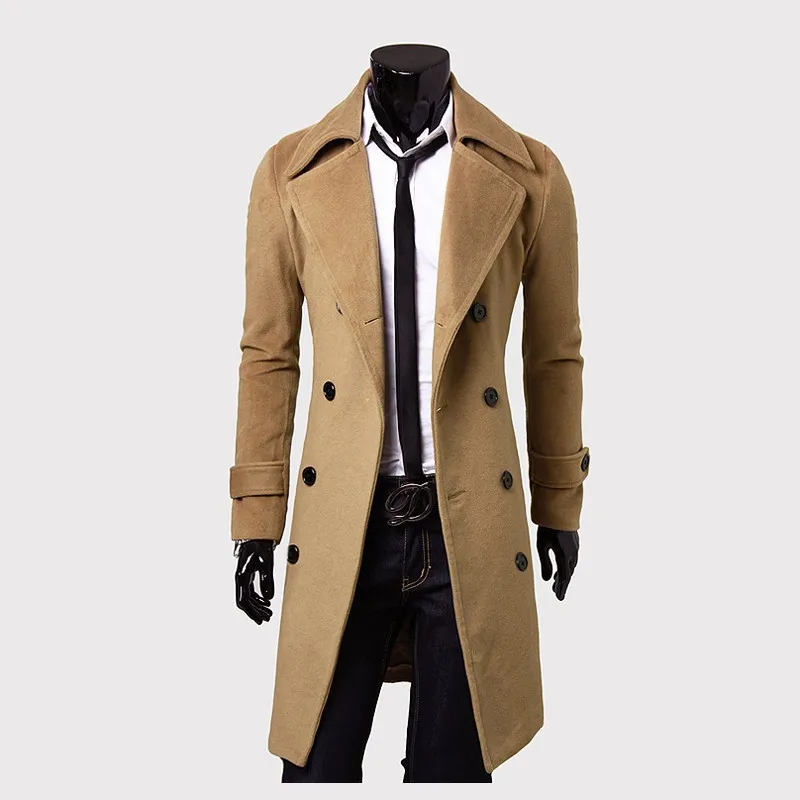 Manteau en laine coupe couvertes pour homme, double boutonnage, fendu arc-en-ciel, taille européenne, amélioré