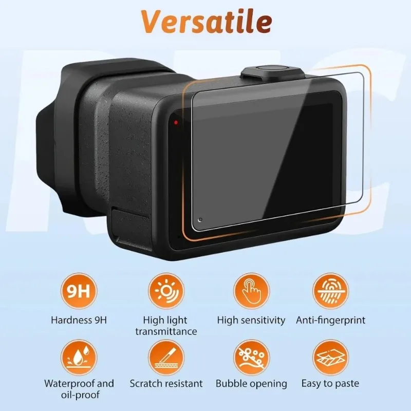 3Set Tempered Glass Screen Protector for GoPro MISSION 1 Pro 9H Hardness Arc Edge Anti Scratch Full Coverage Camera Lens Display