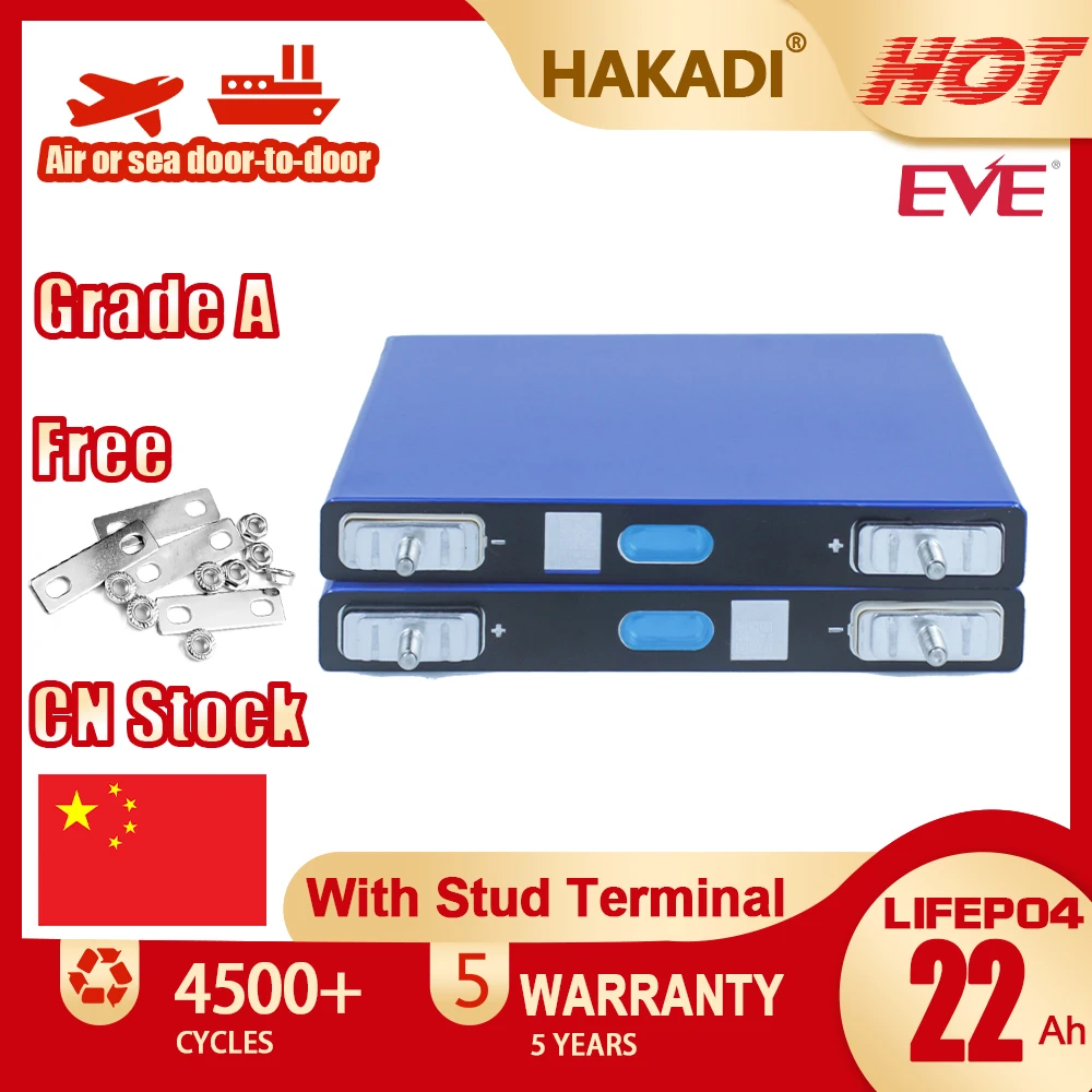 EVE LF22K 3.2V 22Ah Rechargeable Lifepo4 Batteries High Rate 4-20C Discharge For Solar Energy Storage Marine Power Tool 4-16PCS