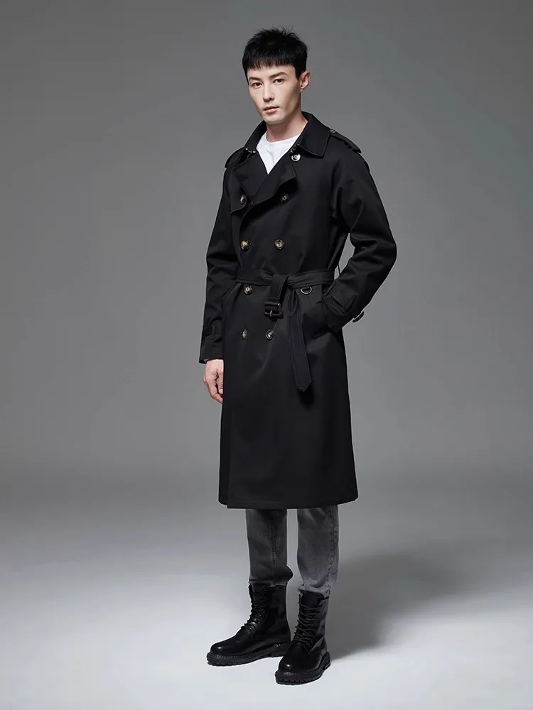 British Style Mens Belt Long Trench Coat Loose Fit Double Breasted Windbreaker Autumn Waterproof Outerwear Overcoat Big Size 6XL 6 British Style Mens Belt Long Trench Coat Loose Fit Double Breasted Windbreaker Autumn Waterproof Outerwear Overcoat Big Size 6XL 6