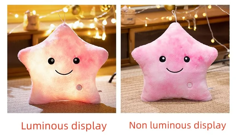 24*22CM Leucht fünfzackigen Stern Plüsch Spielzeug Glowing Star Gefüllte Weiche Puppe Kissen Schöne Halloween Weihnachten geschenke – Detail 2