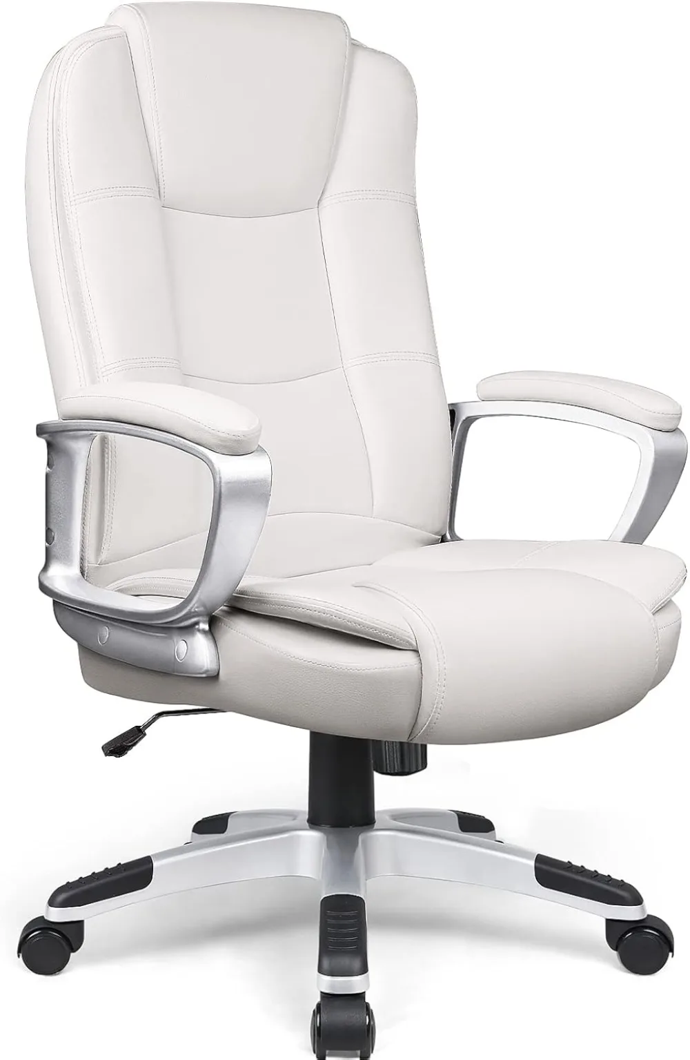 

Office Desk Chair, High Back Computer Chair, Ergonomic Adjustable Height with Cushions Armrest for Long Time Sitting (White)