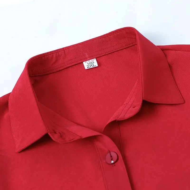 Cor sólida manga 700 quartos primavera e verão solto temperamento pulôver versátil camisa elegante