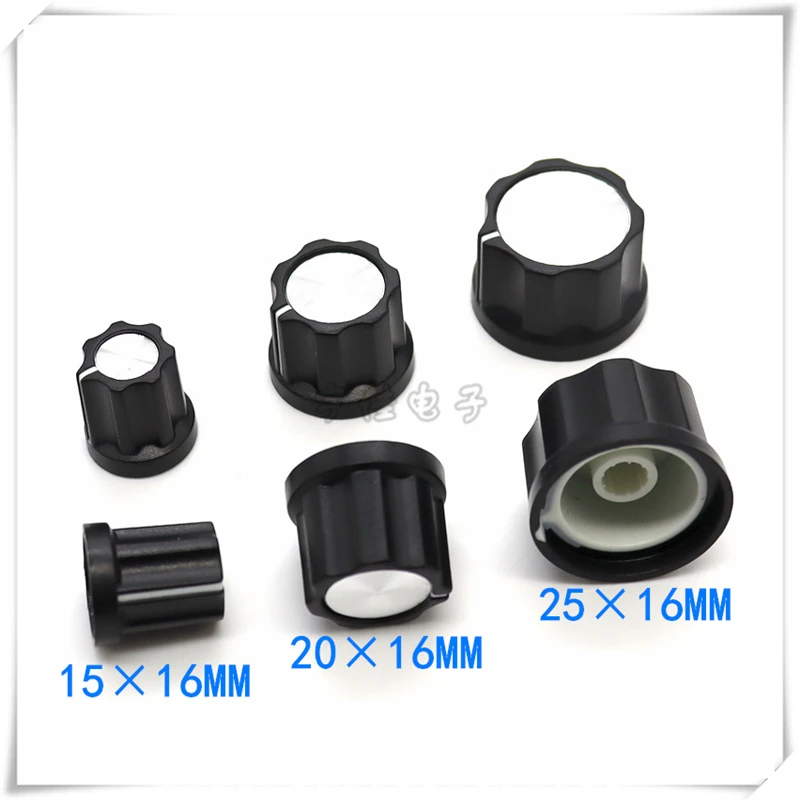 10 Uds 15*16 20*16 25*16MM potenciómetro de eje de flor de plástico ajuste de volumen perilla de paja tapa de perilla de ajuste de instrumento