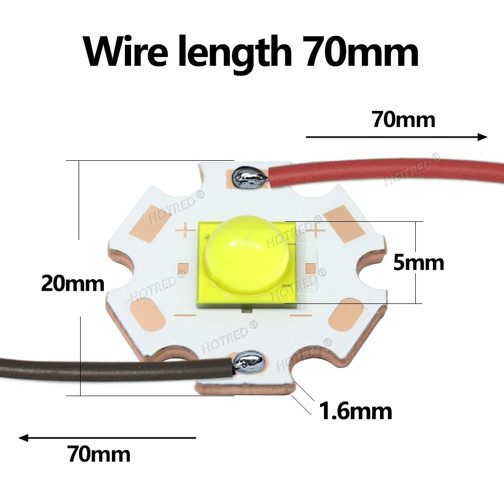 XHP70 LED Chip 20W DC3V6V12V 7070High Power Bead Diodes Cold White With Cable Wire For DIY Flashlight Parts Bicycle Car HeadLamp
