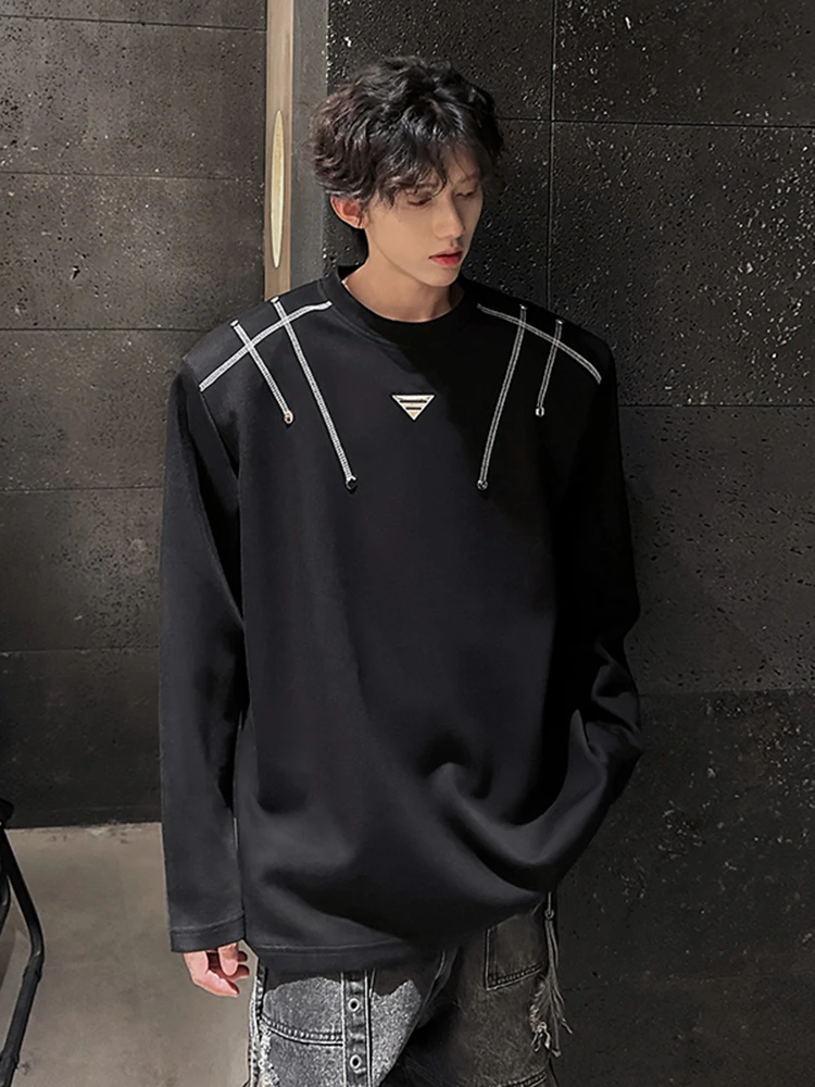 

Bla Oversize American High Street Motorcycle Sweatirt Long Sve T-irt Men's Model Trendy Brand Upper Apparel