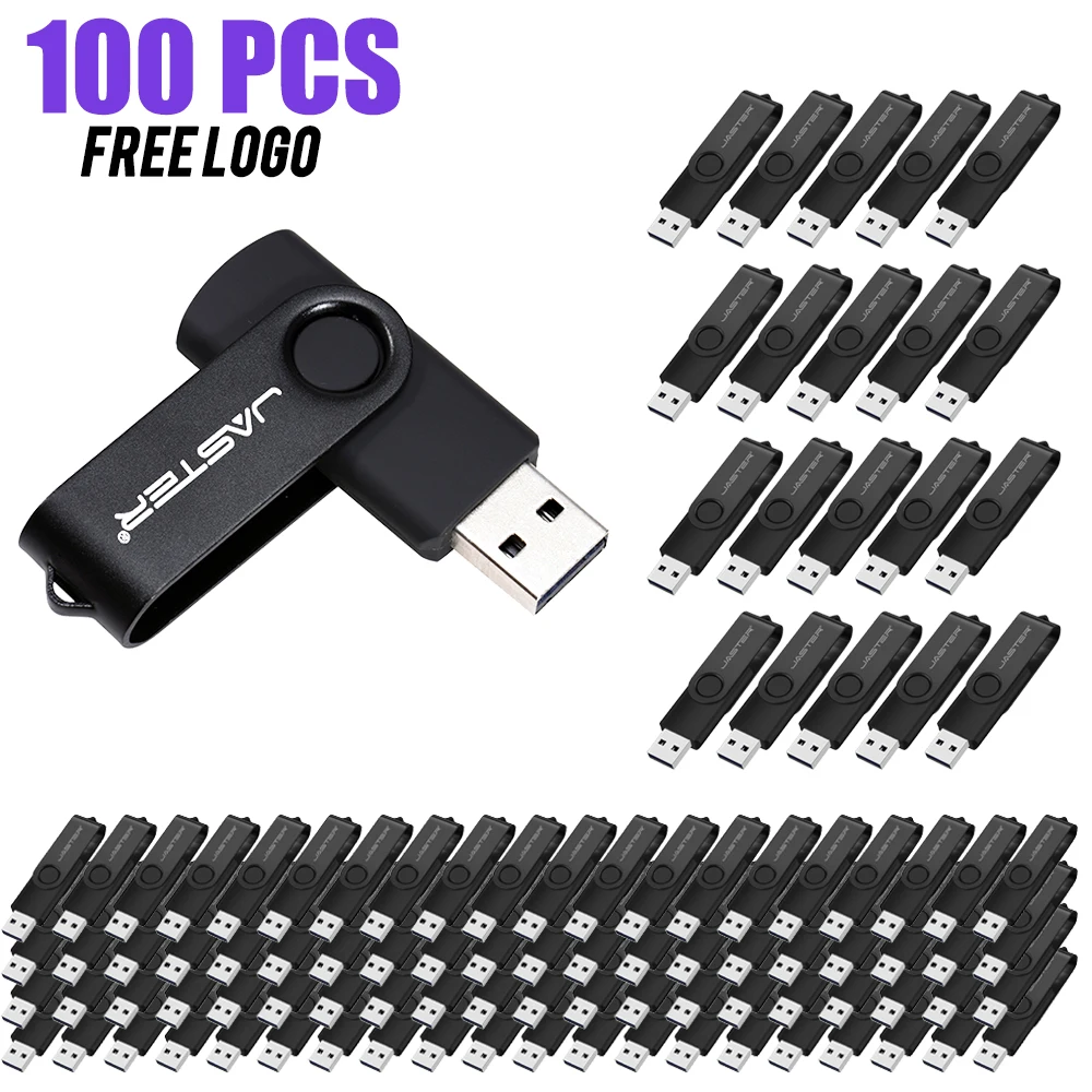 

100PCS Wholesale Free Custom Logo USB Flash Drive 128GB Business Gift Pen Drive 64GB Rotatable Memory Stick 32GB Colorful U Disk