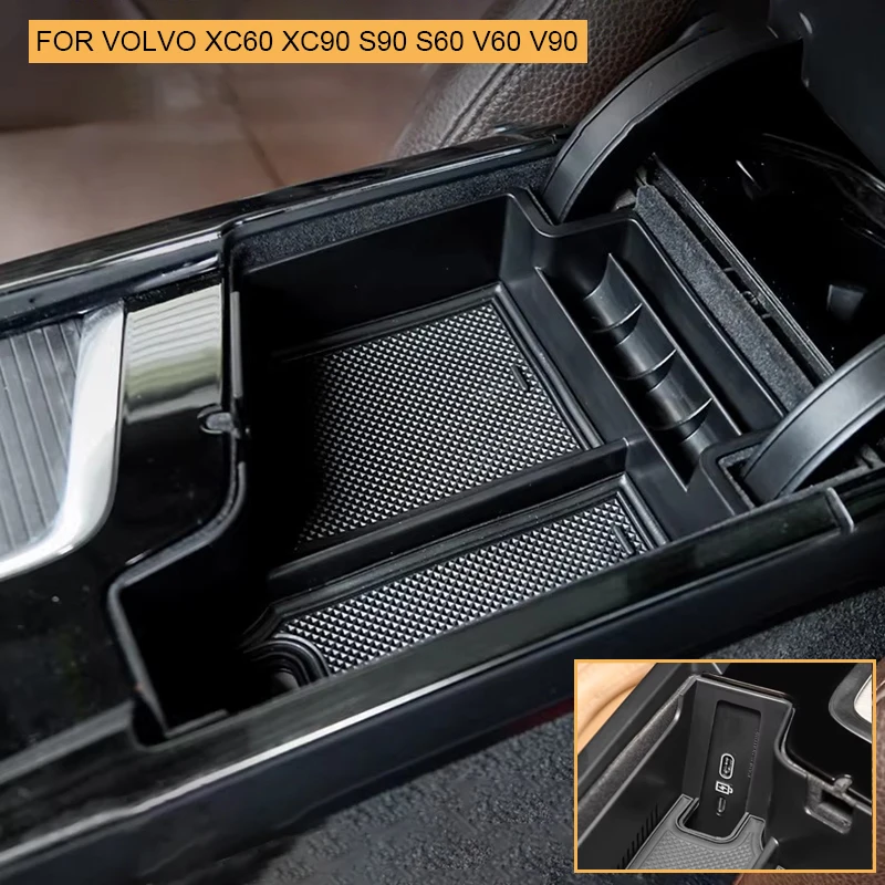 

ABS Car Armrest Storage Box for Volvo XC90 XC60 S90 V90 S60 V60 Organizer Central Console Armrest Tray Car Interior Accessories
