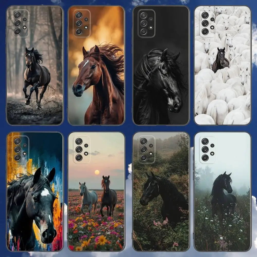 

The horse Phone Case For Samsung Galaxy A 91,80,73,72,71,53,52,51,22,5G Shockproof Soft Black Cover