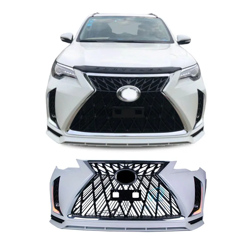 

Auto Car Front Bumper Grille Wide Facelift Conversion Body Kit for Toyota Fortuner Update Lexus