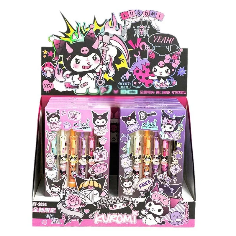 Imagem -03 - Sanrio Kuromi Black Ink Signature Canetas Creative Press Gel Pen Bonito 0.5 mm Material Escolar Brinde Promocional 24 Pcs por Lote