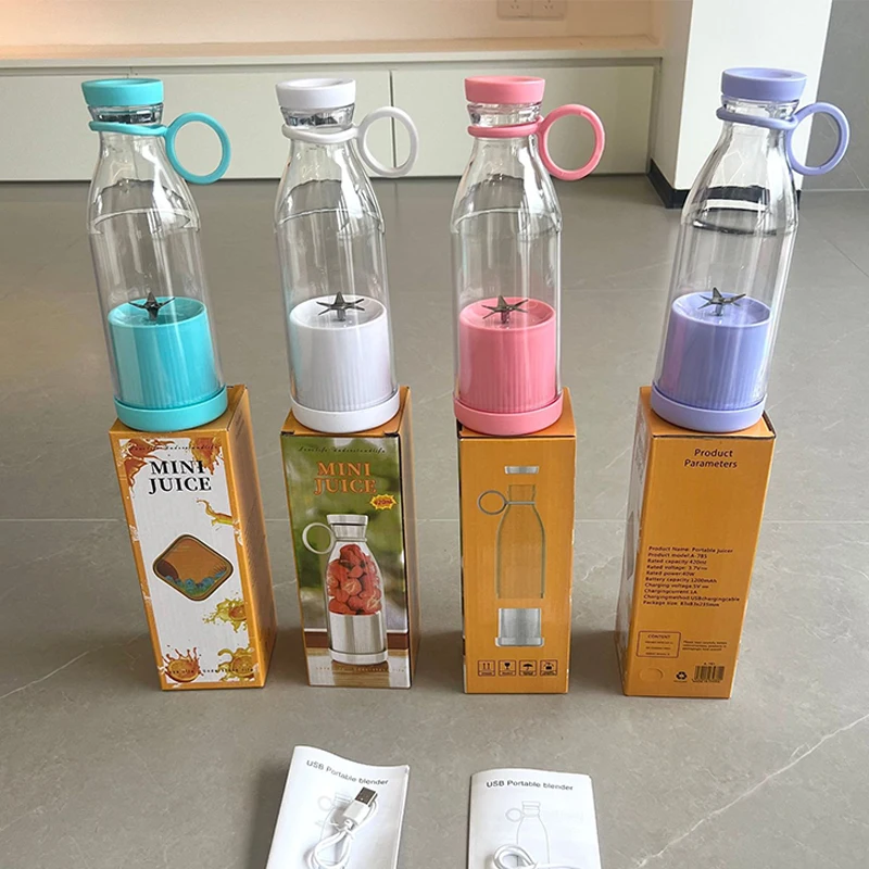 Fresh Fruit Juicers Rechargeable Mixers  Blue Pink USB Portable Juice Bottle Mini Fast Electric Blender Smoothie Ice Maker