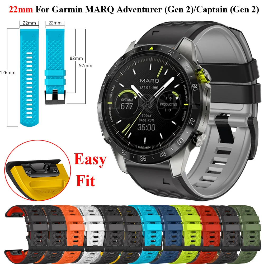 22 26mm Quick Release Smart Watch Strap For Garmin MARQ Aviator/Captain/Golfer Gen 2 Fenix 8 7X Pro Epix Silicone Band Bracelet