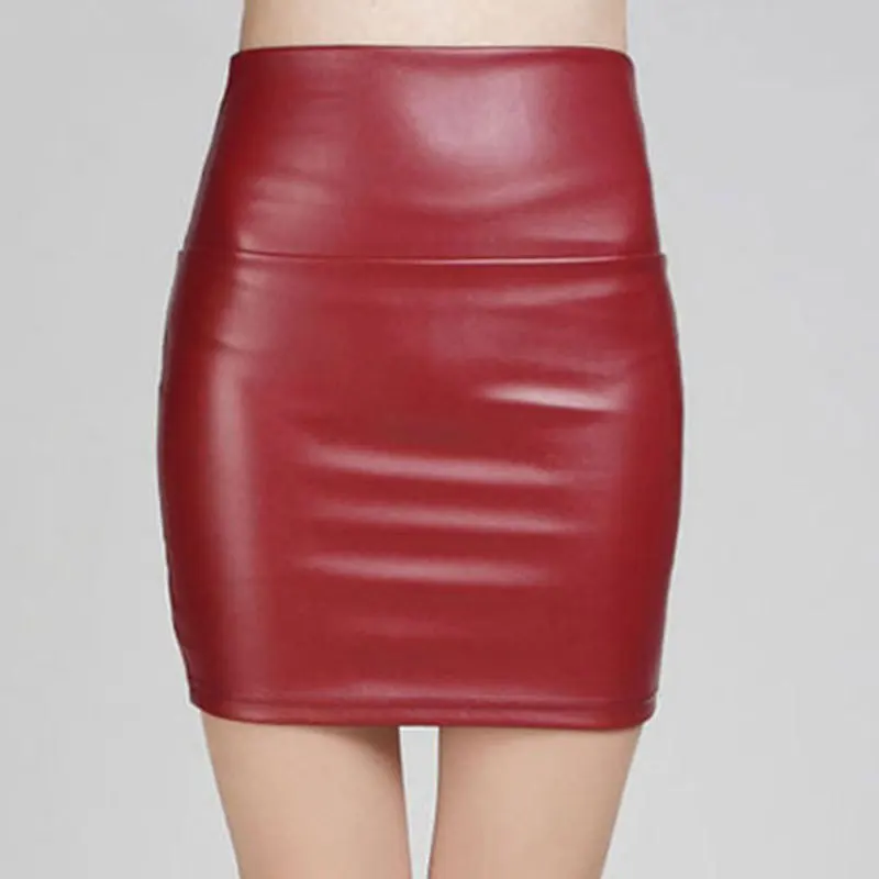 

Women's Spring Solid Color High Waist PU Leather Skirt Slim Fit And Slim Wrap Hip Skirt Women's Short Skirt Half 2023