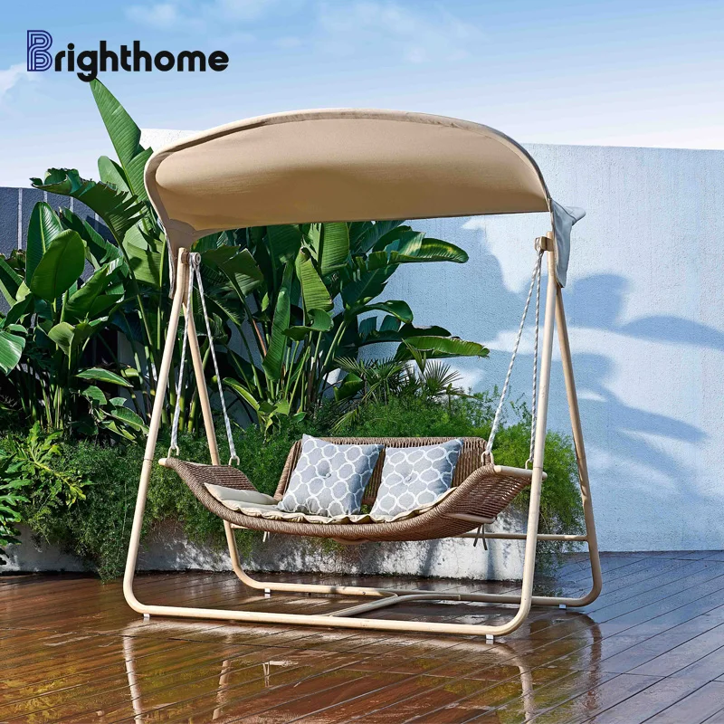 

Balcony 2 Seats Metal Outdoor Furniture Garden Patio Swing Hanging Chair with Canopy