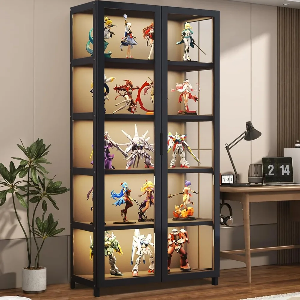 خزانة عرض زجاجية أكريليك مكونة من 5 طبقات، عرض بطول 68 بوصة للمقتنيات ورف منظم الألعاب #1