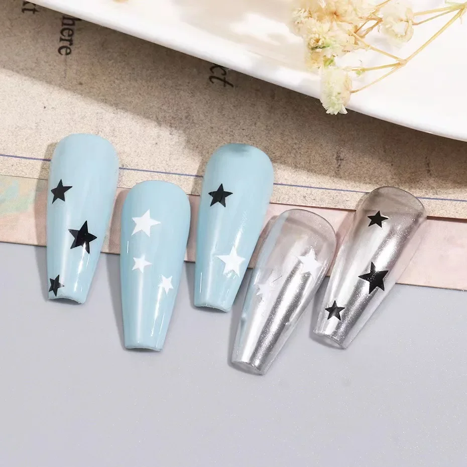 3D Gold und Silber Stern Nail Art Aufkleber-selbst klebende Glitzer Aufkleber für Frauen und Mädchen-DIY Nail Art Dekoration