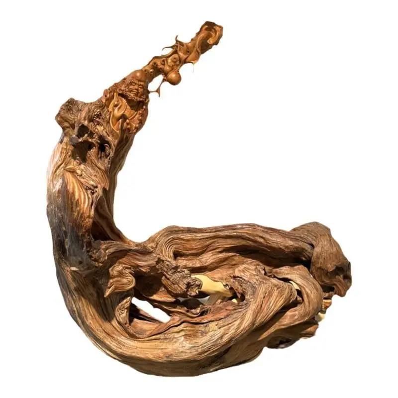 Wood root carving figure crossing the river Dharma ancestor wood carving ornament length 80 width 35 height 85