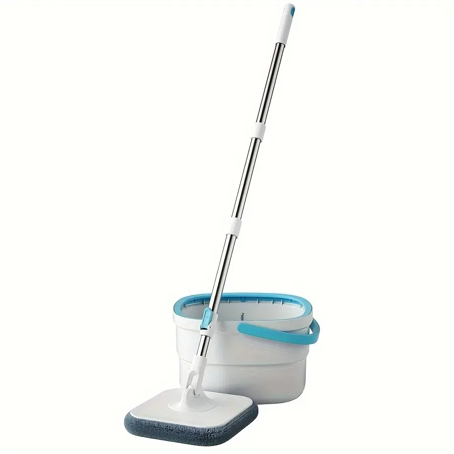 4PCS/SET rotating square mop set equipped with mop bucket 2 washable reusable microfiber cotton pads clean water sewage separat