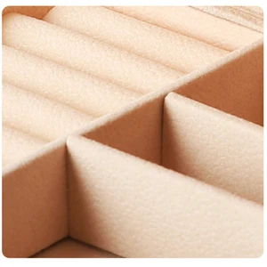 صندوق مجوهرات مخملي محمول للنساء قلادة حلقة أقراط منظم حامل السفر سستة حالة تخزين مربعة أعلى 6 قلادات مبيعات دعم - No2