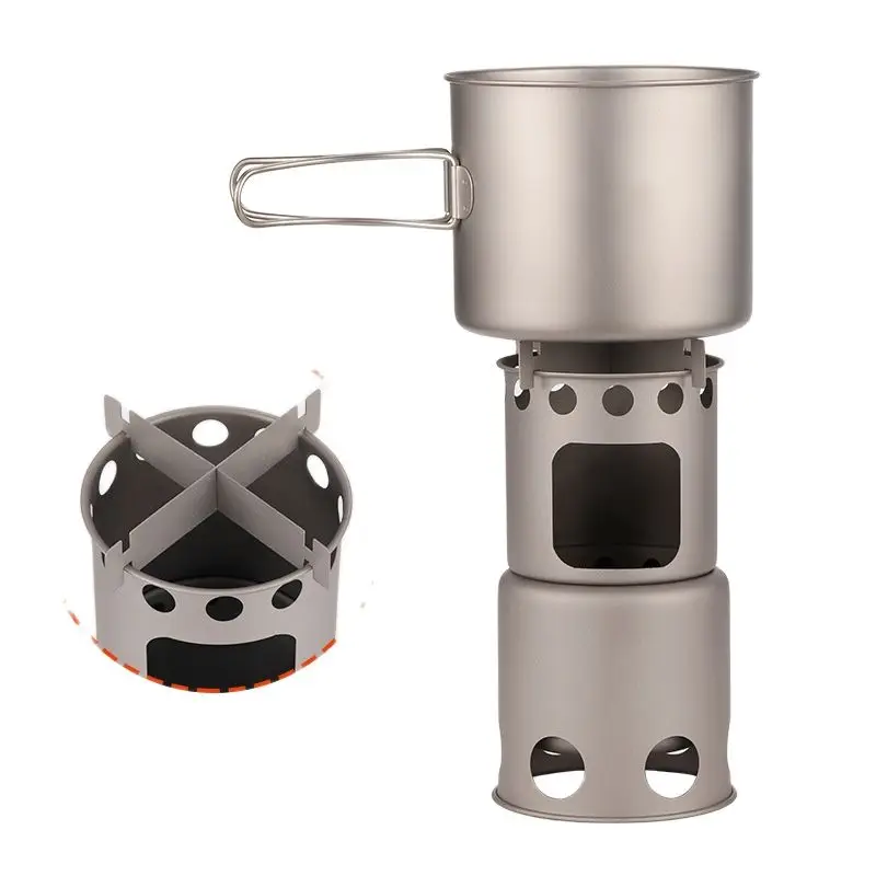 Camping Multi-functional Titanium Firewood Stove Ultralight Picnic Wood Charcoal Stove