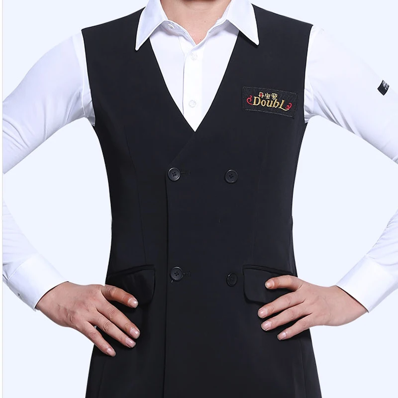 National Standard Latin Dance Tops Men Black Latin Dancing Top Waltz Ballroom Dance Vest Stage Competition Practice Wear SL8468