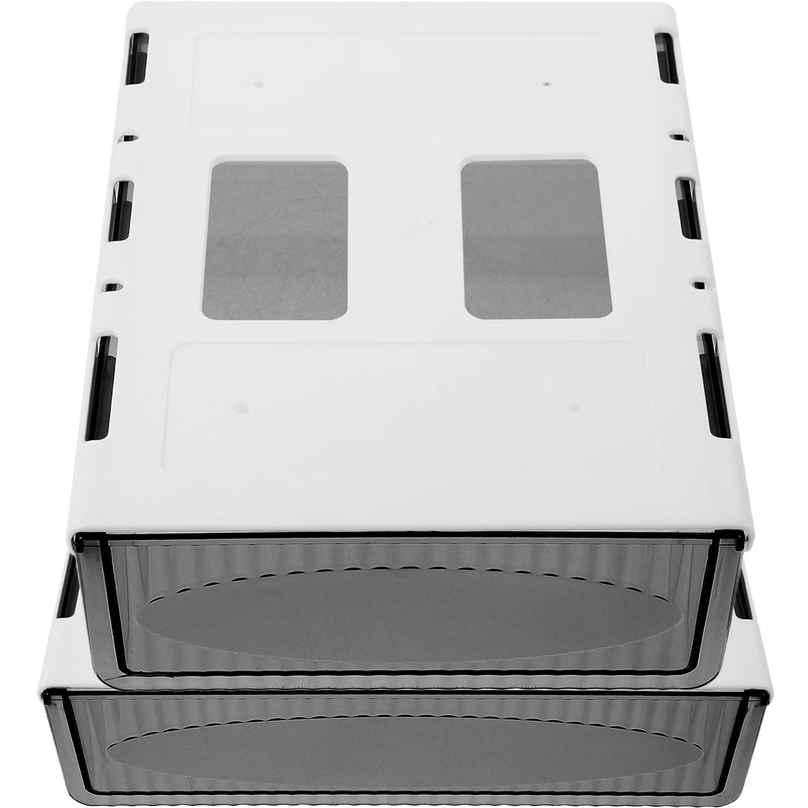 

2pcs Under Drawer Organizer Plastic Adhesive Storage Box For Office Home Hidden Drawer Stationery Supplies Holder Under Desk