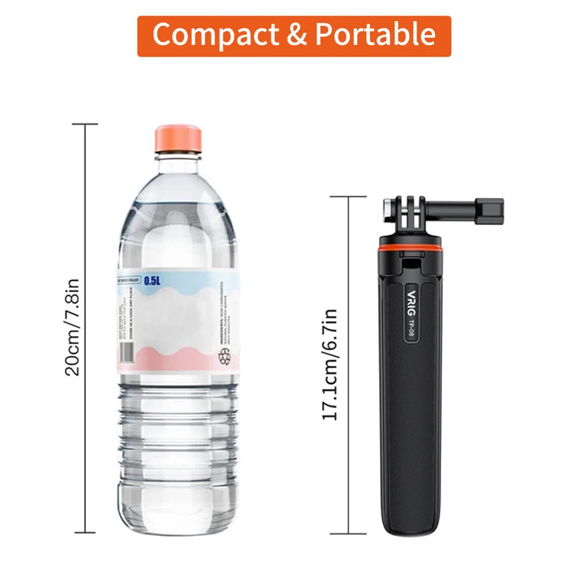 50CM Selfie Stick Tripod for DJI Action 3 4 Pocket 3/GoPro 12 11 10 9 8 /Insta 360 X4 / Vlgo Photography Accessories Adjustable