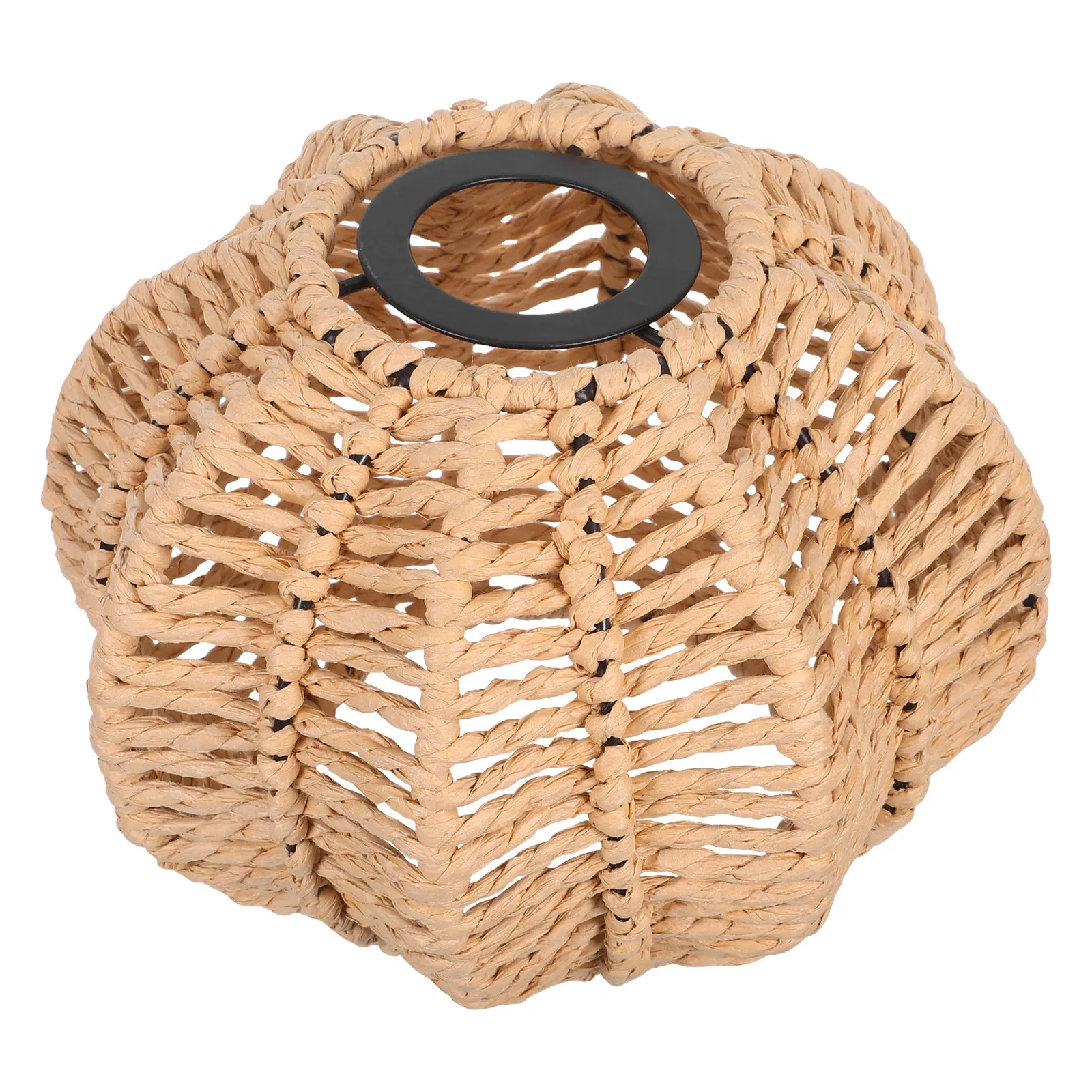 Woven Pumpkin Lampshade Handwoven Boho Rustic Pumpkin Shaped Pendant Lamp Shade Ceiling Light Cover Halloween 4.2cm Hole