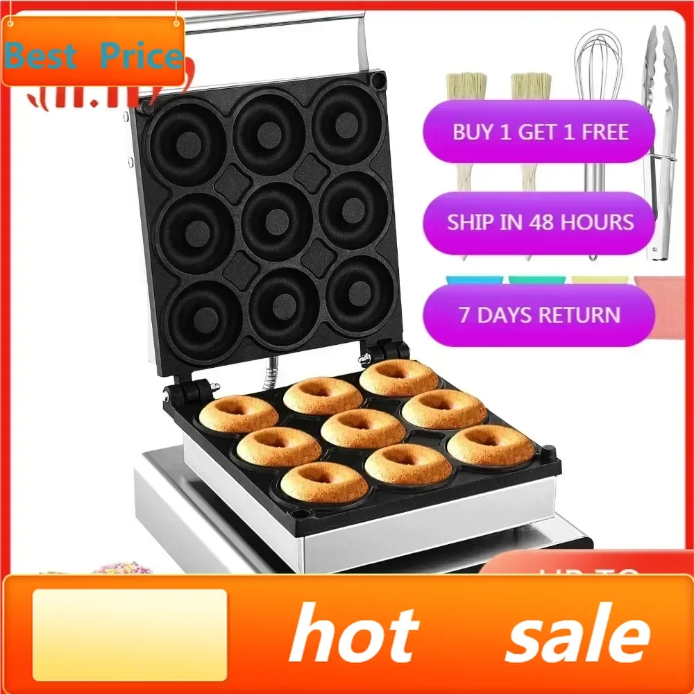 

Бестселлер VEVOR: Профессиональная электрическая машина для пончиков 2000 Вт - Вафельница с 9 отверстиями, антипригарным покрытием и двусторонней жаркой поверхностью