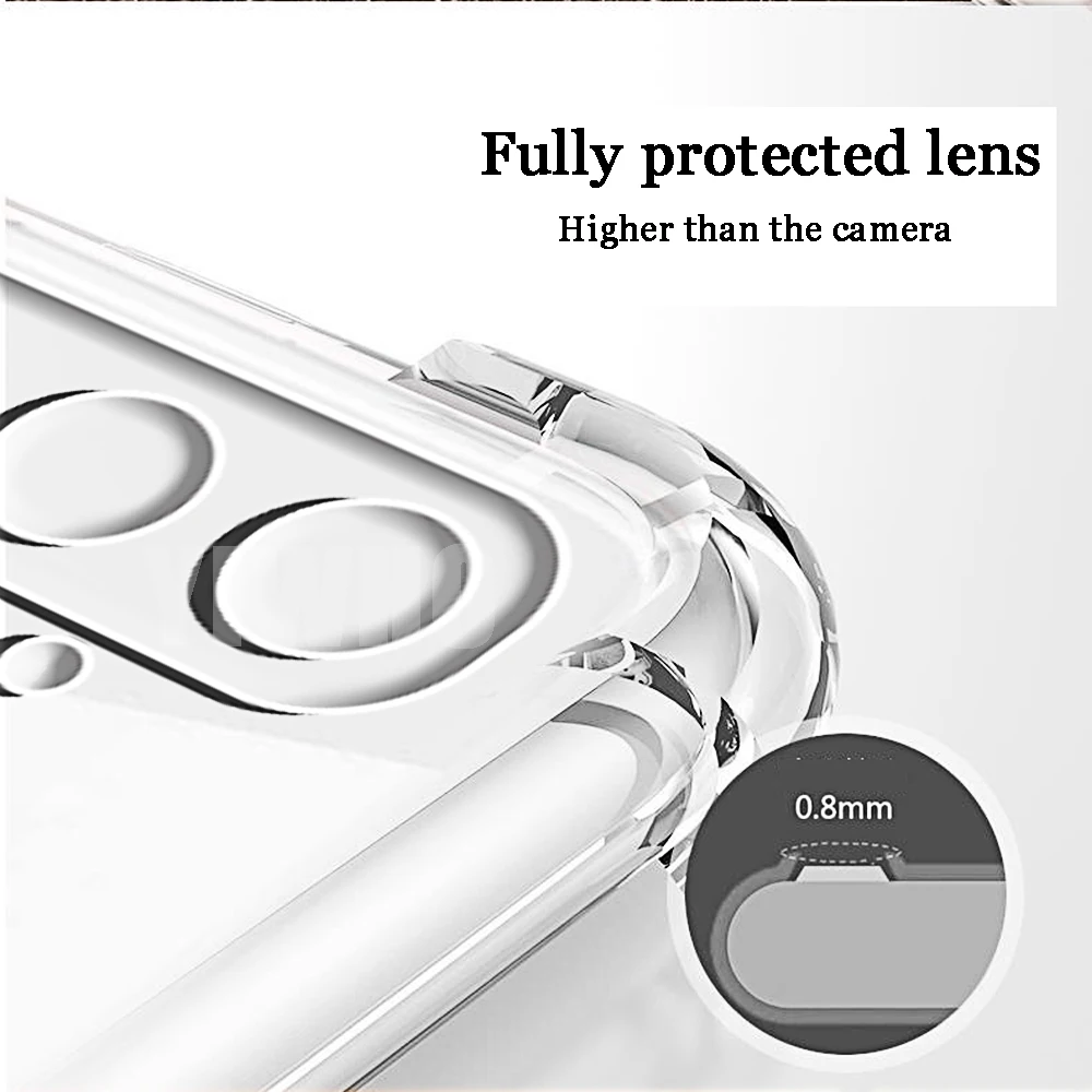 وسادة هوائية شفافة حافظة هاتف لهاتف سامسونج جالاكسي S24 FE S23 S22 S21 S25 Ultra Plus + غطاء خلفي مقاوم للصدمات من البولي يوريثان الحراري الناعم