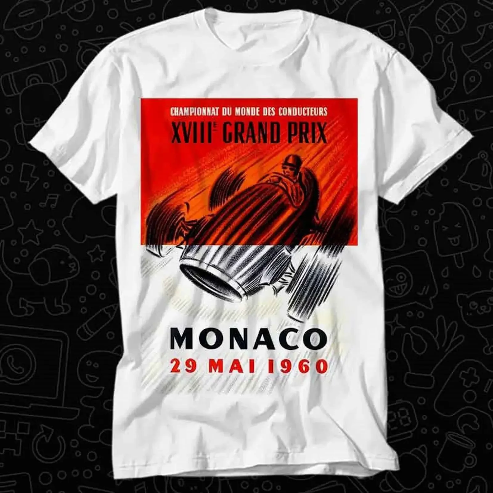 1960 Monaco Grand Prix Automobile Racing T Shirt Best Seller Top Adult Music Movie OZ523 vintage Washed graphic