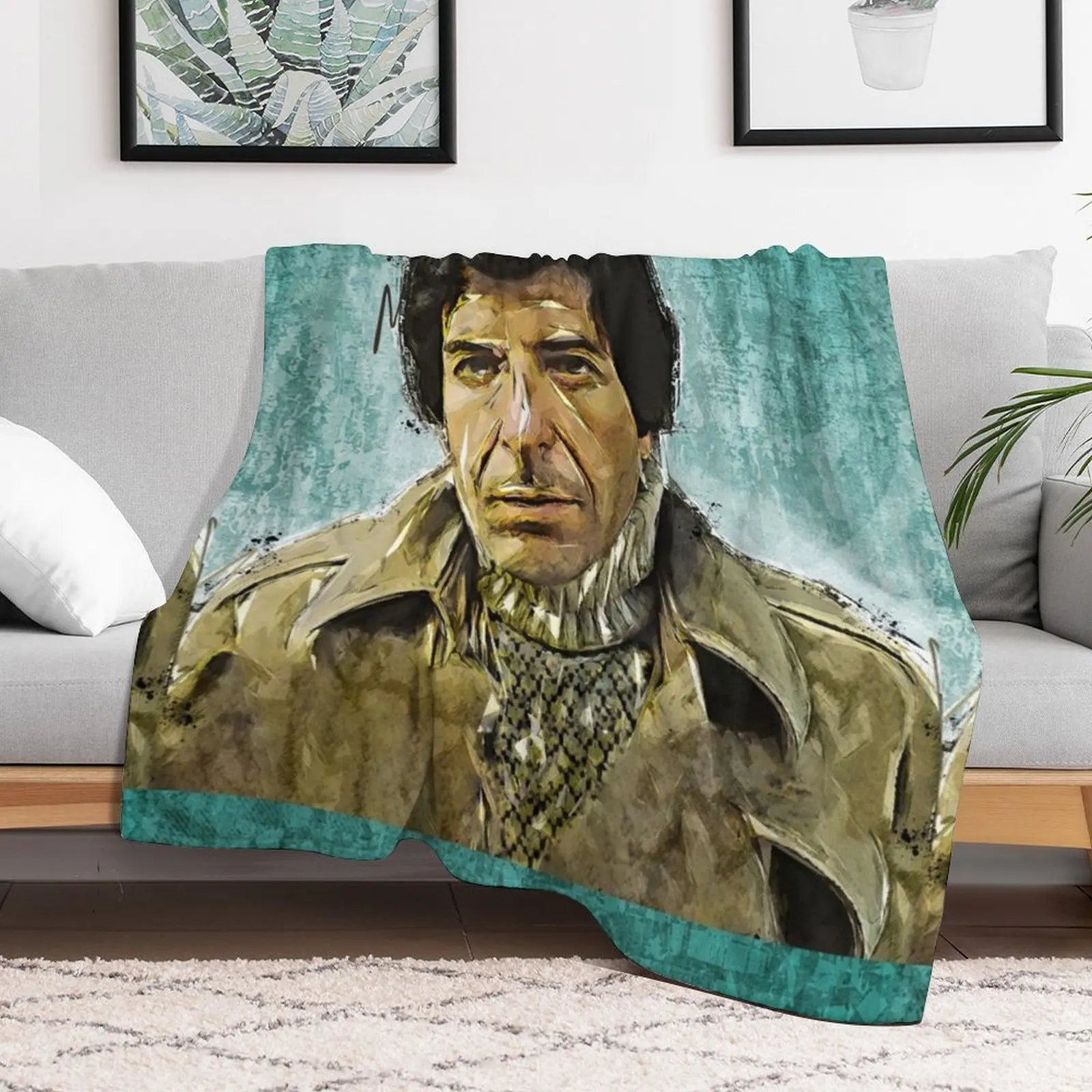 Leonard Cohen - Music Legend Art Design Throw Blanket Flannel Furrys Hair sofa bed Blankets