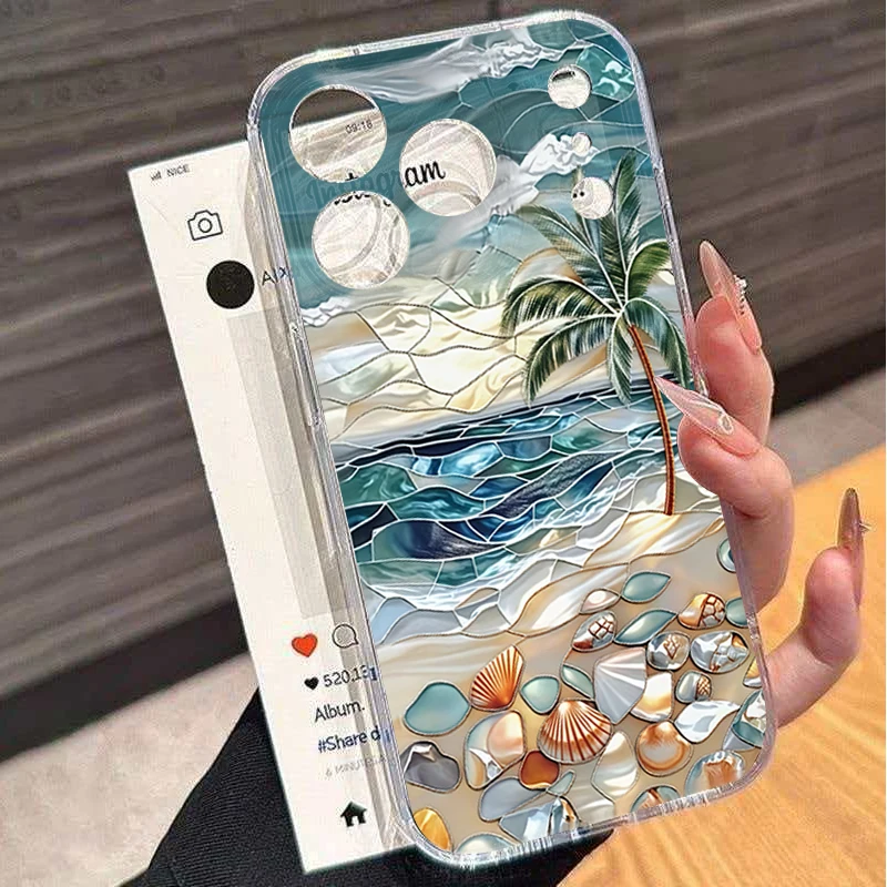 Tropical Beach Coconut Tree Phone Case for Samsung Galaxy S26 Ultra S25 S24 S23 FE S21 Plus A56 A55 A54 A36 A35  TPU Soft Cover