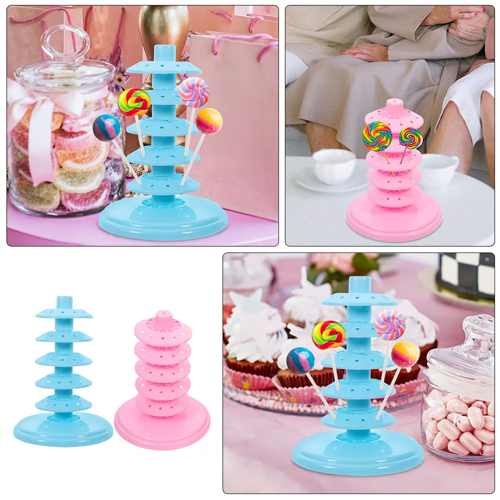 

2 Pcs Candy Rack Tabletop Lollipop Stand Display Desktop Store Holder Pp Convenient Multi-layer
