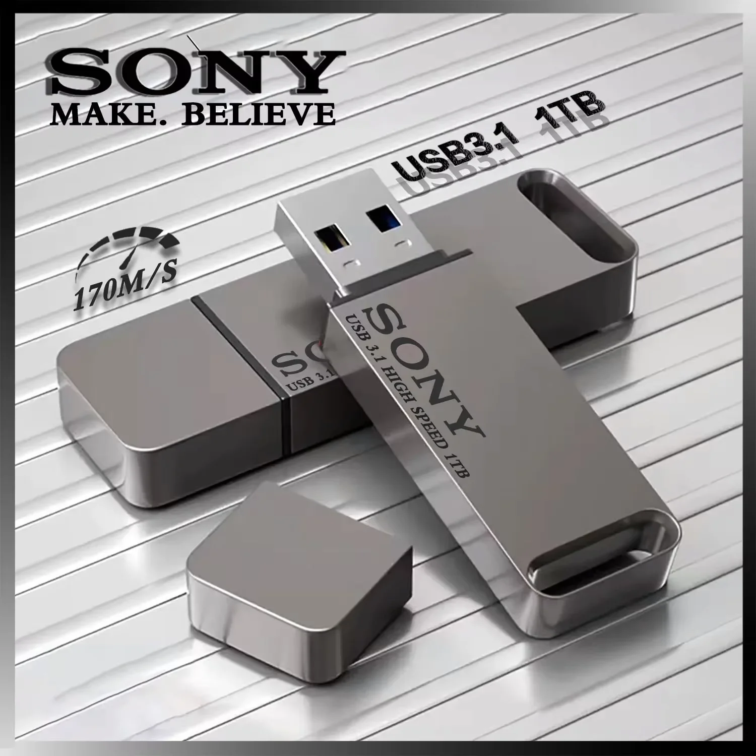 سوني 2 تيرا بايت USB 3.1 Type-C محرك فلاش عالي السرعة قرص U معدني مقاوم للماء عصا الذاكرة لنقل بيانات هاتف الكمبيوتر