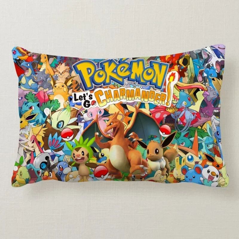 Pokemon Pikachu Plush Cushion Cover Pillowcase Decoration Rectangle 60x40cm Anime Pillowslip Cover Car for Bed Room Decor Gifts