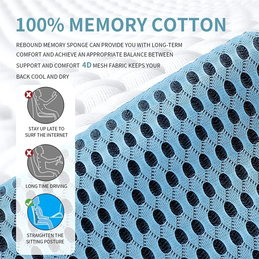 1pcs Breathable Memory Cushion Interior Accessories Bed Sleeping Pillow Car Seat Waist Pillow Lumbar Support Pillow Foam Car image 6