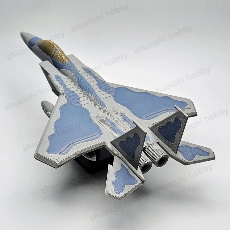 1 Juego de F-15 impreso en 3D, doble motor, modelo de avión de combate de alta resistencia, pieza de simulación, avión pintado en gris/azul, juguetes, escala 1/98