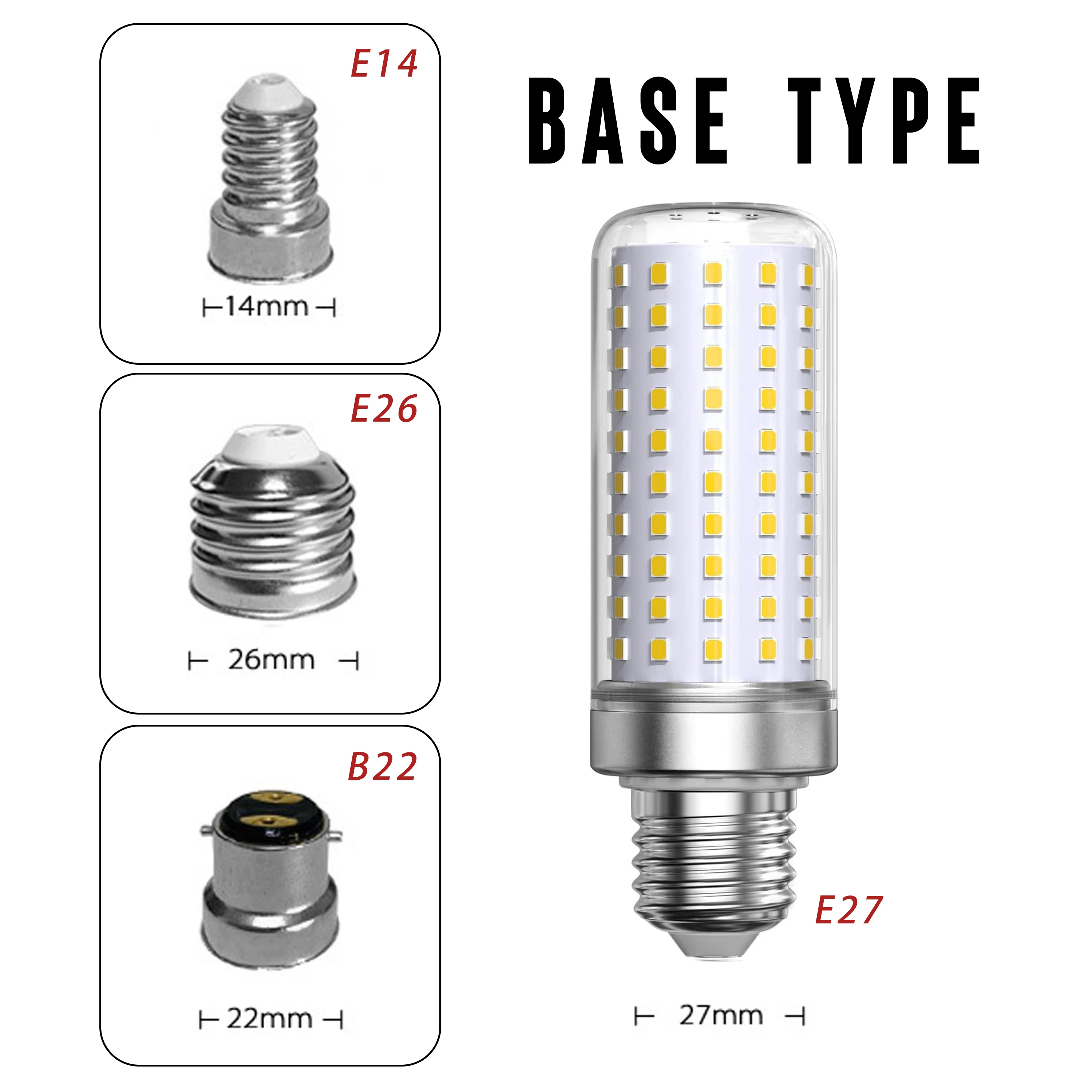4pcs Ultra Bright 25W 40W LED Corn Bulb AC85-265V E27 E14 B22 Lampara No Flicker Lamp Bombillas For Home Chandelier Lightting