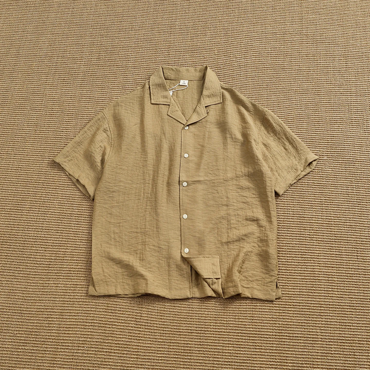 

Summer new linen blend casual short-sleeved shirt men's breathable loose top