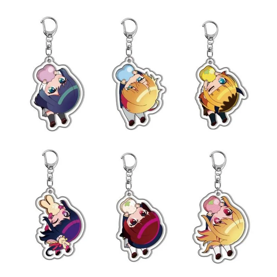 6 قطعة Oshi no Ko Ai Hoshino روبي Hoshino سلسلة مفاتيح مصنوعة من الأكريليك أنيمي حلقة رئيسية على ظهره قلادة حافة ناعمة هدية لمحبي