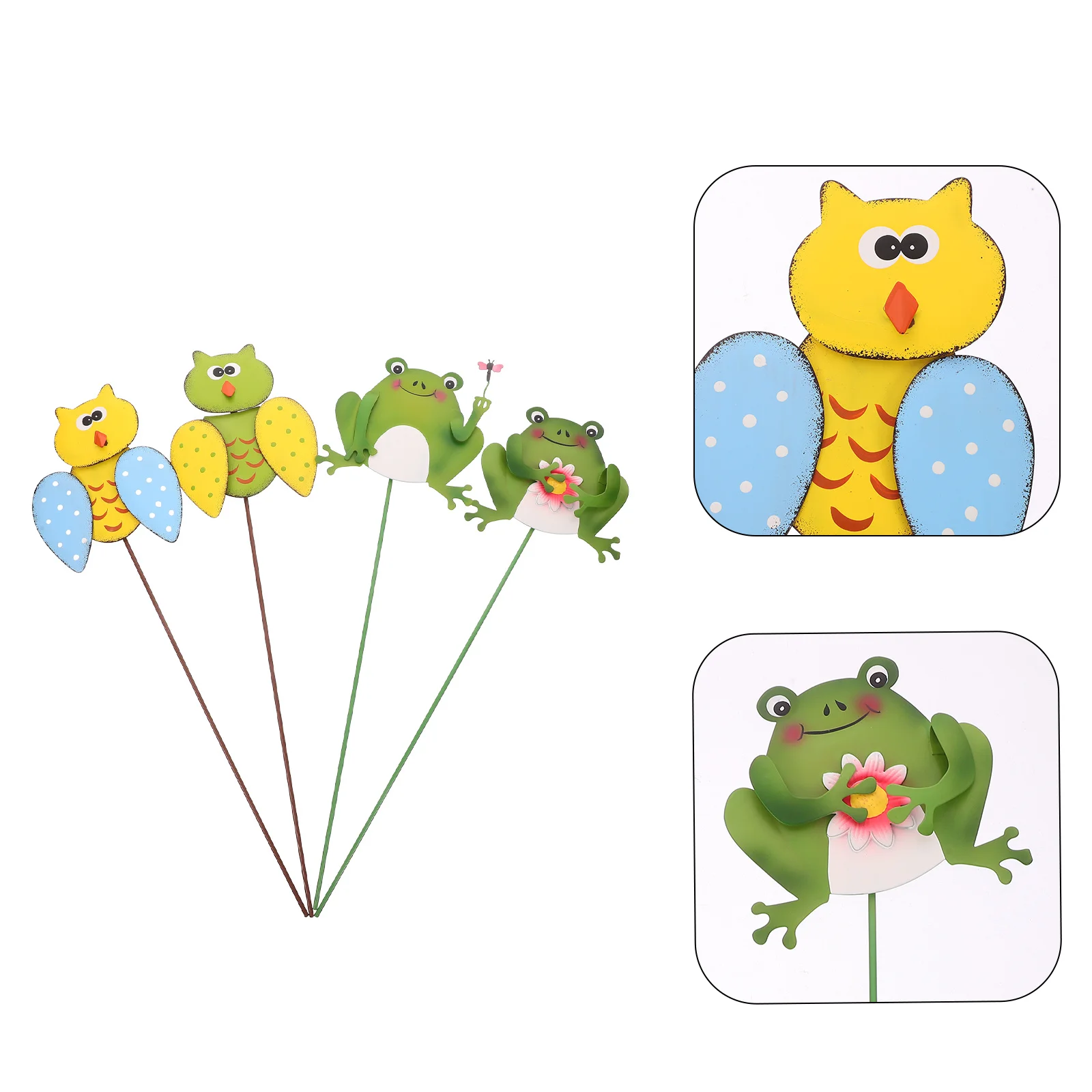 

4Pcs Garden Animal Stake Metal Lawn Outdoor Yard Decor Metal Animal Sign Durable Garden Insert Stake Lawn Ornament