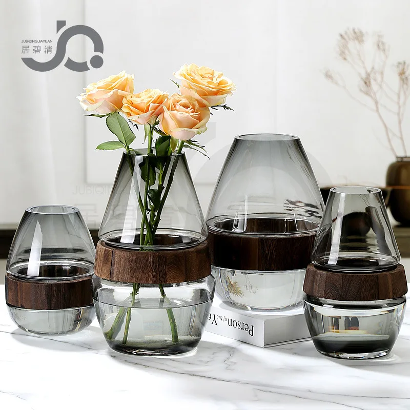 

Современные простые и креативные деревянные пирсы, стеклянные вазы, столешницы, домашние цветочные композиции и украшения для учебы, ваза для цветов