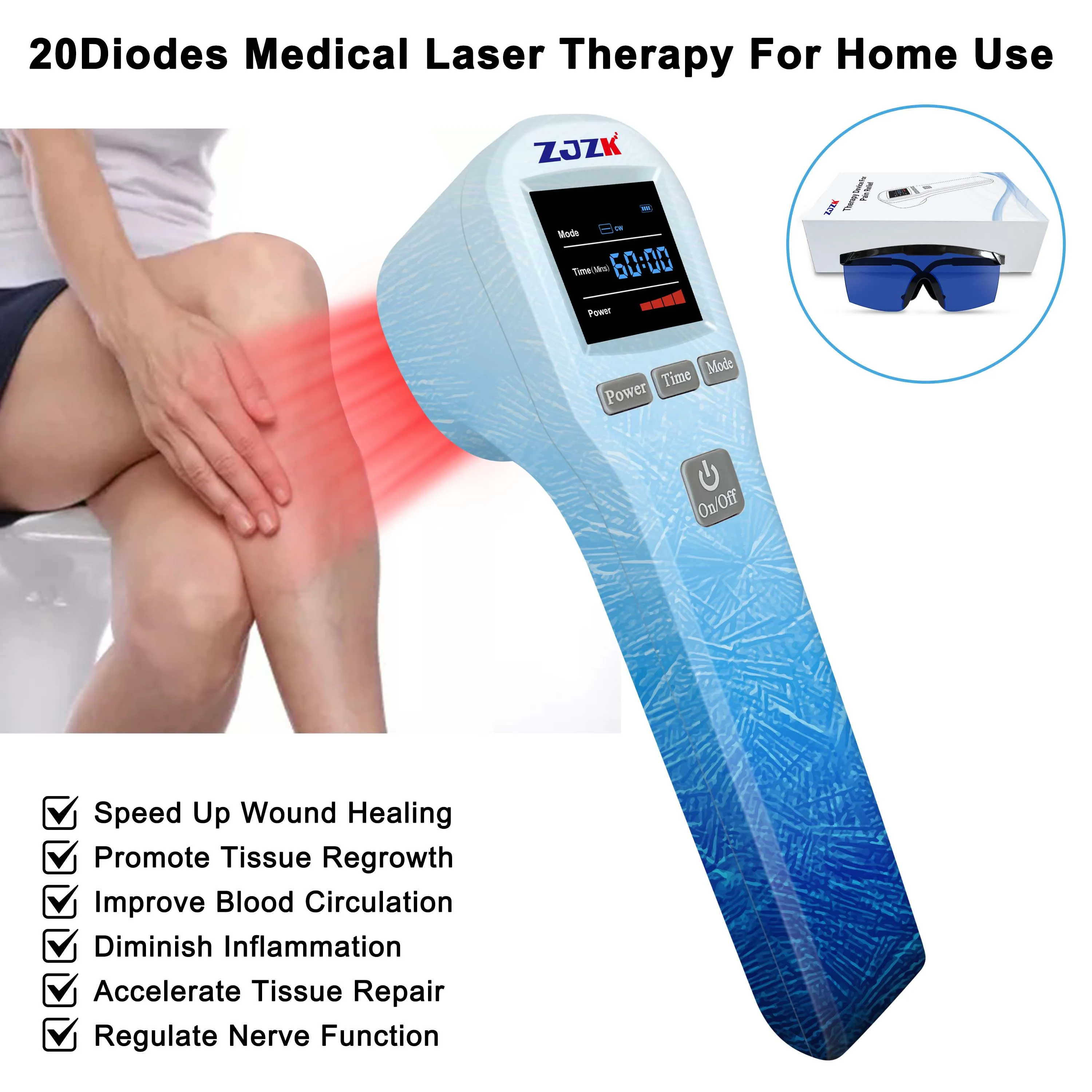 ZJZK Pet Red Light Laser Therapy Cameco 2 Pc Cold Laser Light 650nm 810nm For Arthritic Knees Low Back Disc Degeneration