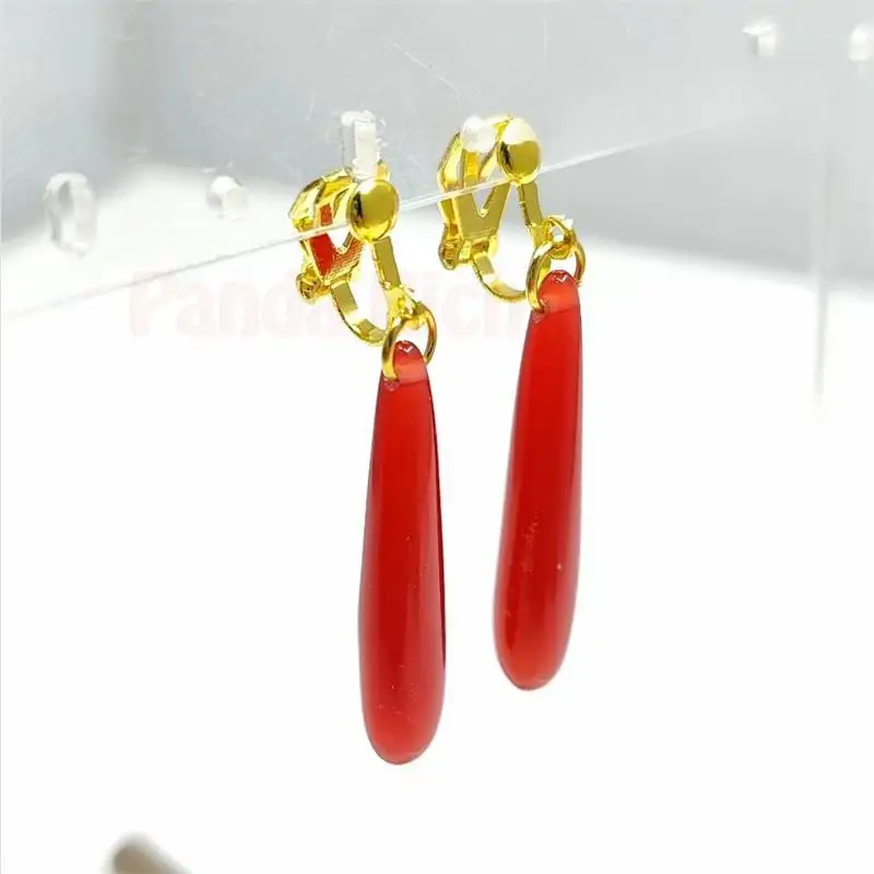 Frieren Cosplay Brincos para Mulheres e Meninas, Anime, Beyond Journey's End, Vermelho, Drop, Ear Clip, Halloween Party, Traje