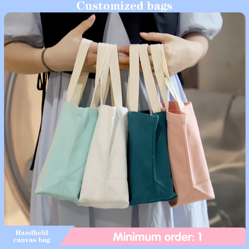 Customized Minimalist Solid Color Mini Canvas Bags for Women Change Cup Cover Umbrella Protection Cover Hand-held Cloth Bag