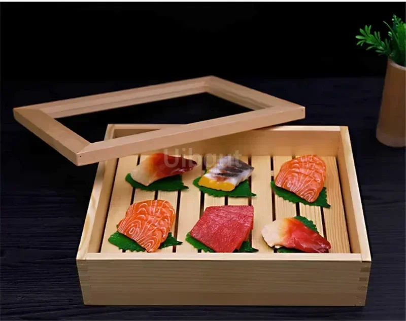 cuisine wooden sashimi Sushi box with lid fish salmon boxs wooden boxs beef plate box restaurant tableware food storage
